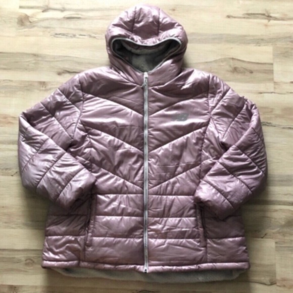 Down Filled Metallic Pink New Balance Winter Coat - Picture 1 of 9